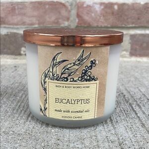 Bath and Body Works Eucalyptus 3 Wick Candle NEW Copper Lid Stress Relief Spa